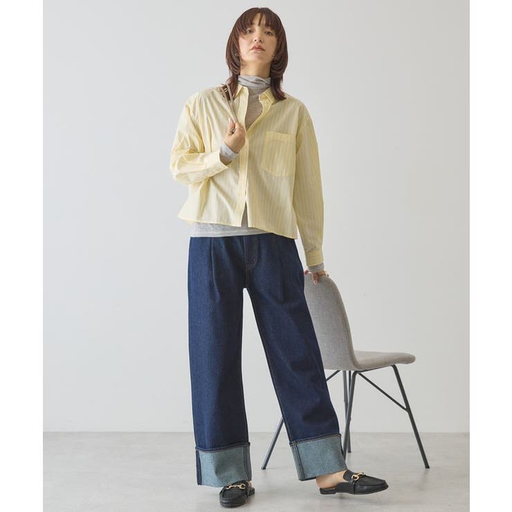 【イージーケア】ショート丈ストライプシャツ | AMERICAN HOLIC | 詳細画像4 