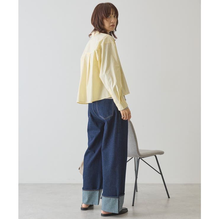 【イージーケア】ショート丈ストライプシャツ | AMERICAN HOLIC | 詳細画像6 