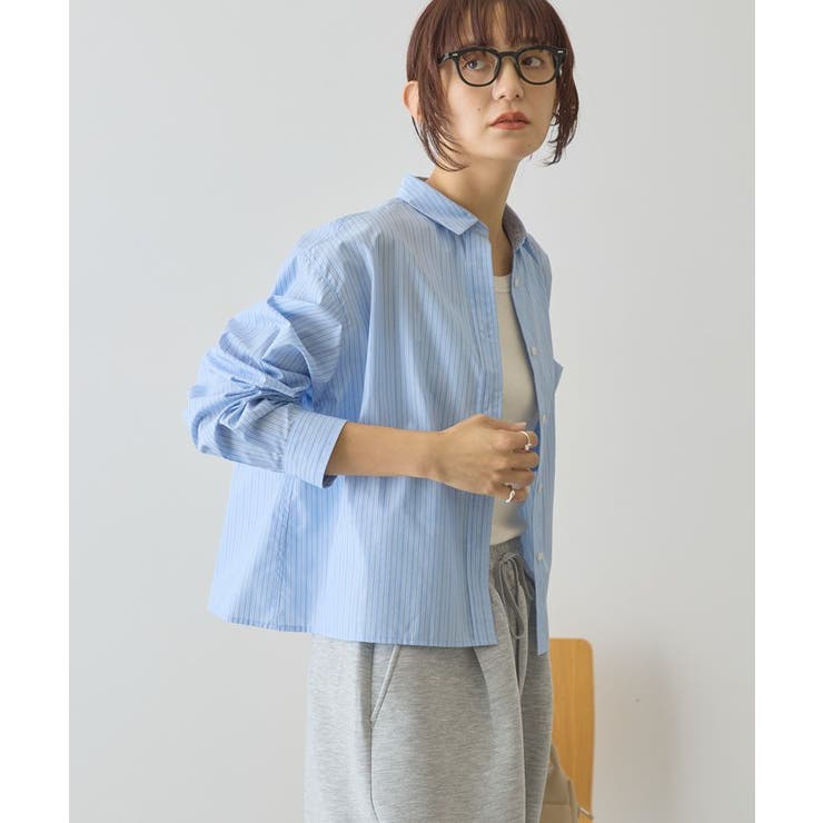 【イージーケア】ショート丈ストライプシャツ | AMERICAN HOLIC | 詳細画像7 