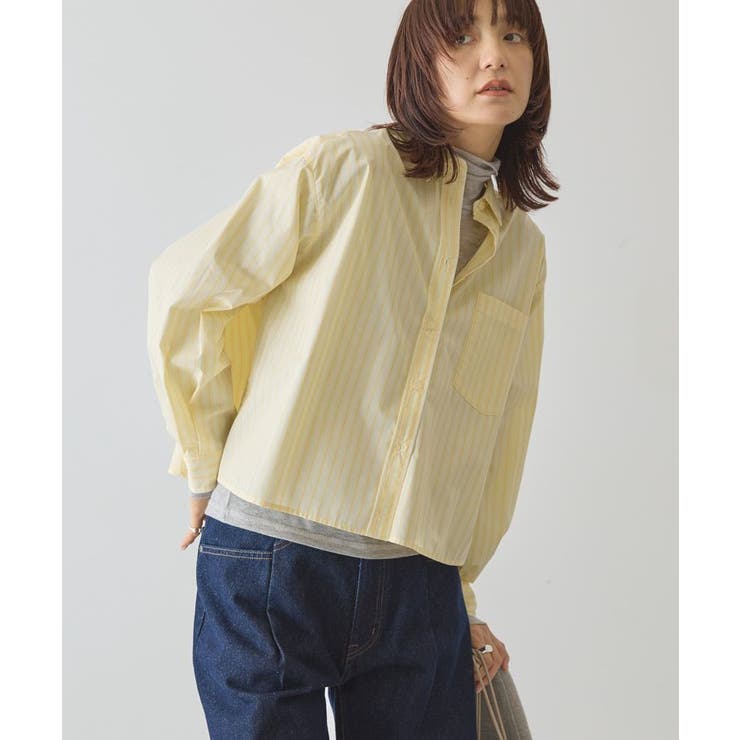 ストライプイエロー | 【イージーケア】ショート丈ストライプシャツ | AMERICAN HOLIC