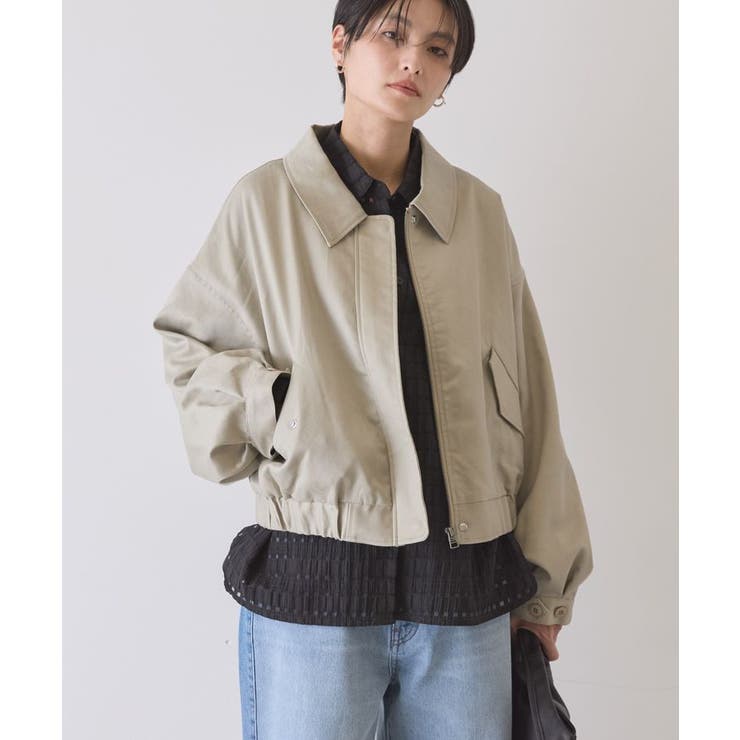 ライトカーキ | 襟付きショート丈ブルゾン | AMERICAN HOLIC