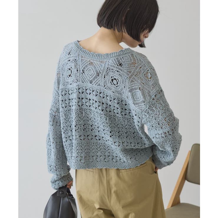 【前後2WAY】レース透かし編みニットカーディガン | AMERICAN HOLIC | 詳細画像11 