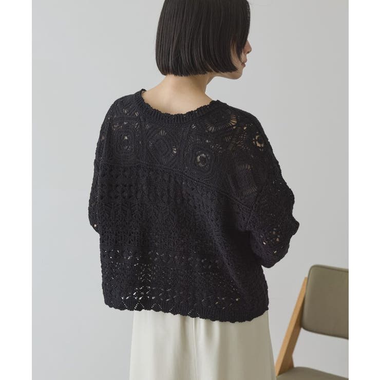 【前後2WAY】レース透かし編みニットカーディガン | AMERICAN HOLIC | 詳細画像17 