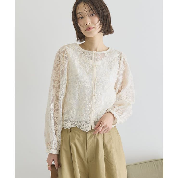 アイボリー | 【前後2WAY】シアーレースブラウス | AMERICAN HOLIC