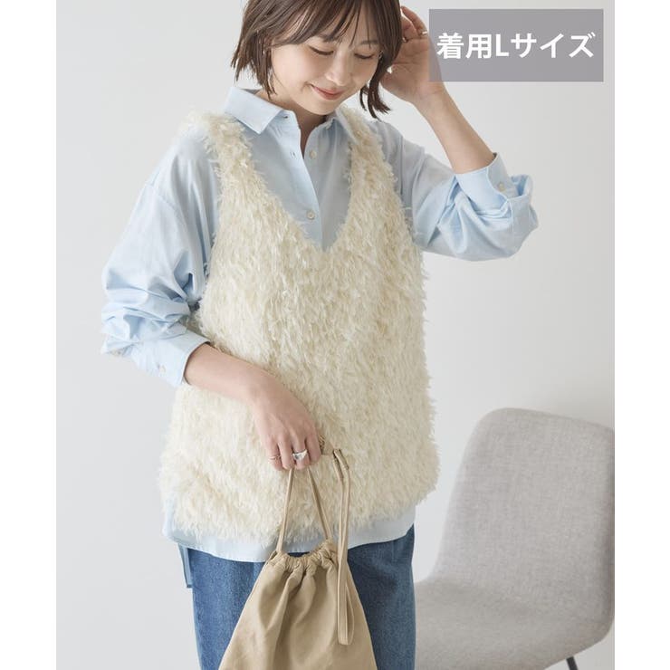 アイボリー | 【選べる丈】フェザーVネックベスト | AMERICAN HOLIC