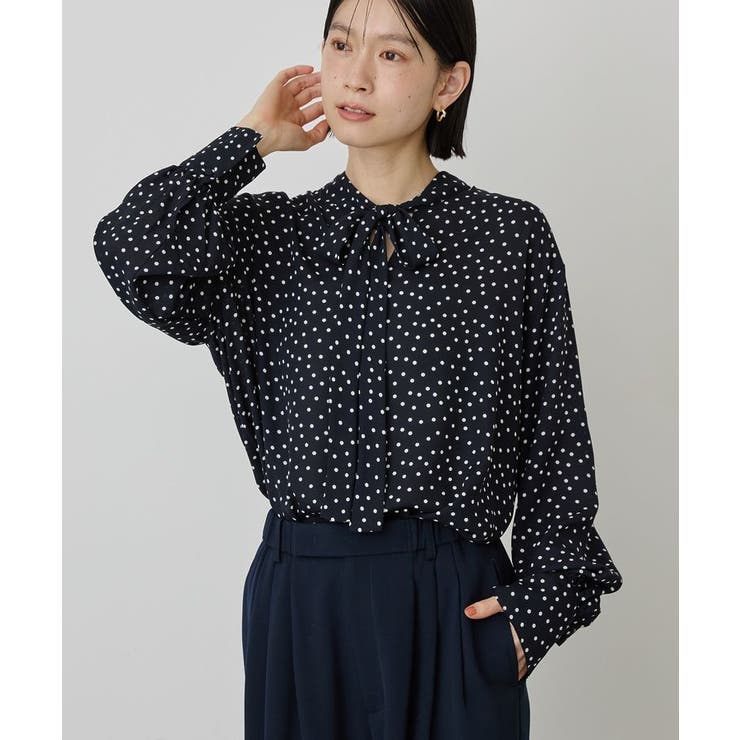 【イージーケア】ドット柄ボウタイブラウス | AMERICAN HOLIC | 詳細画像2 