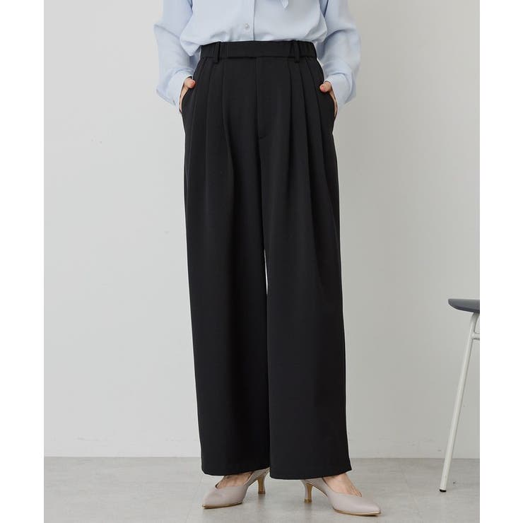 ブラック | 【イージーケア】タックストレートパンツ | AMERICAN HOLIC