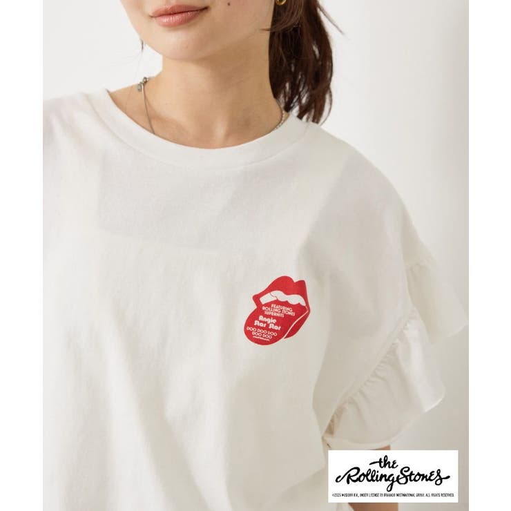 大人カジュアル★Alice+Olivia Berk Rolling Stones★Tシャツ白 Alice + Olivia Berk Studded Rolling Stones T-Shirt | Saks