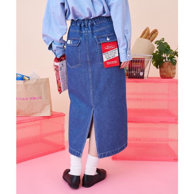 インディゴ | 【PENNEY'S】デニムワークスカート | AMERICAN HOLIC