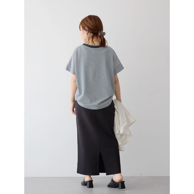 美品❗️USA製！幾何学柄　アメリカ古着　古着女子　高品質　タイトスカート黒白 WEB限定・小柄女性向け】ミラノリブニットタイトスカート[品番