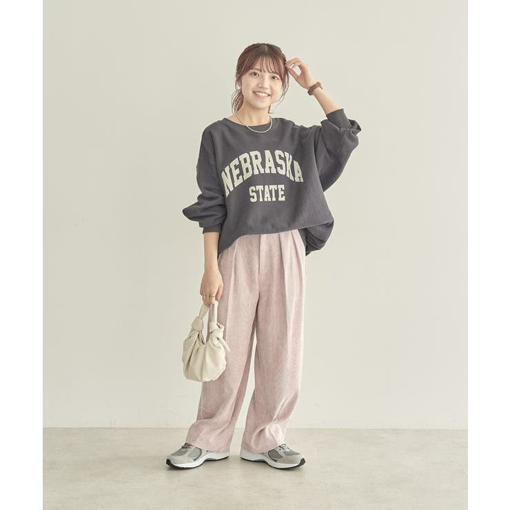 WEB限定・小柄女性向け】コーデュロイタックワイドパンツ[品番
