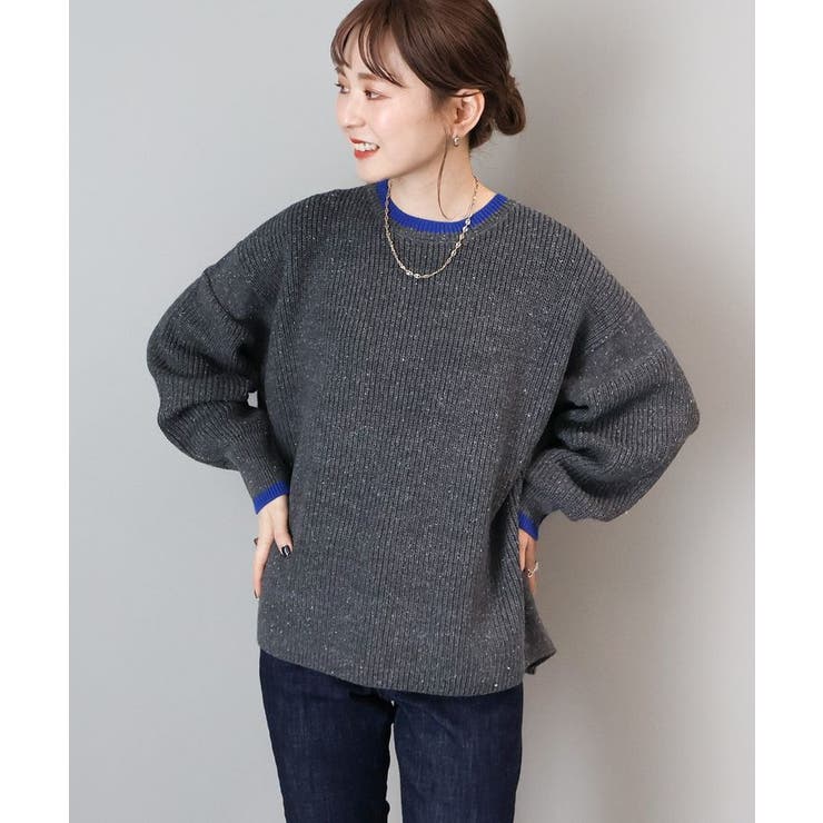 WEB限定】配色ラインニットプルオーバー[品番：EHEW0047237