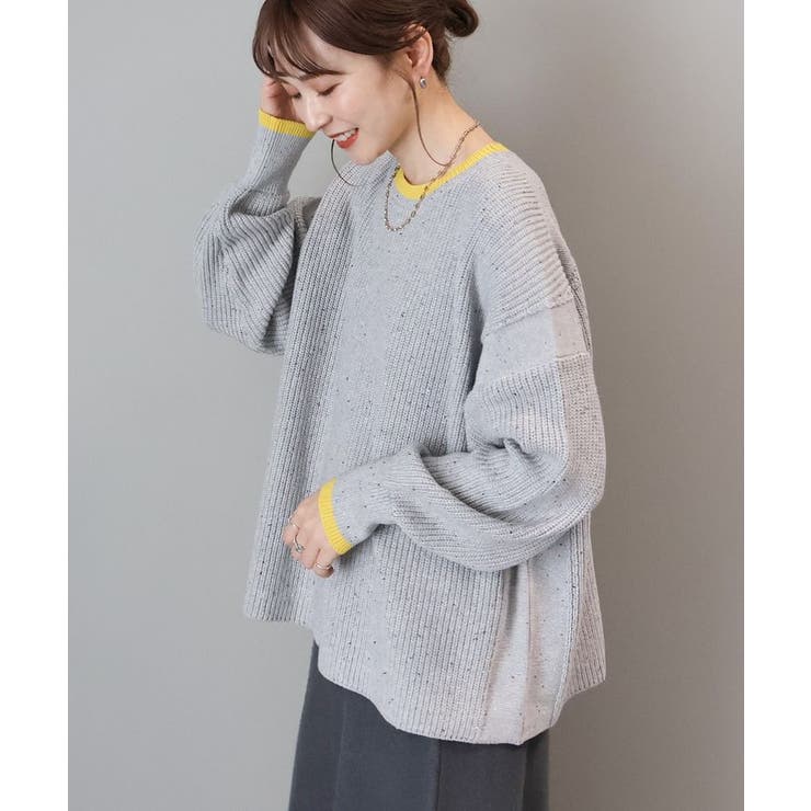 WEB限定】配色ラインニットプルオーバー[品番:EHEW0047237 WEB限定】配色ラインニットプルオーバー[品番:EHEW0047237