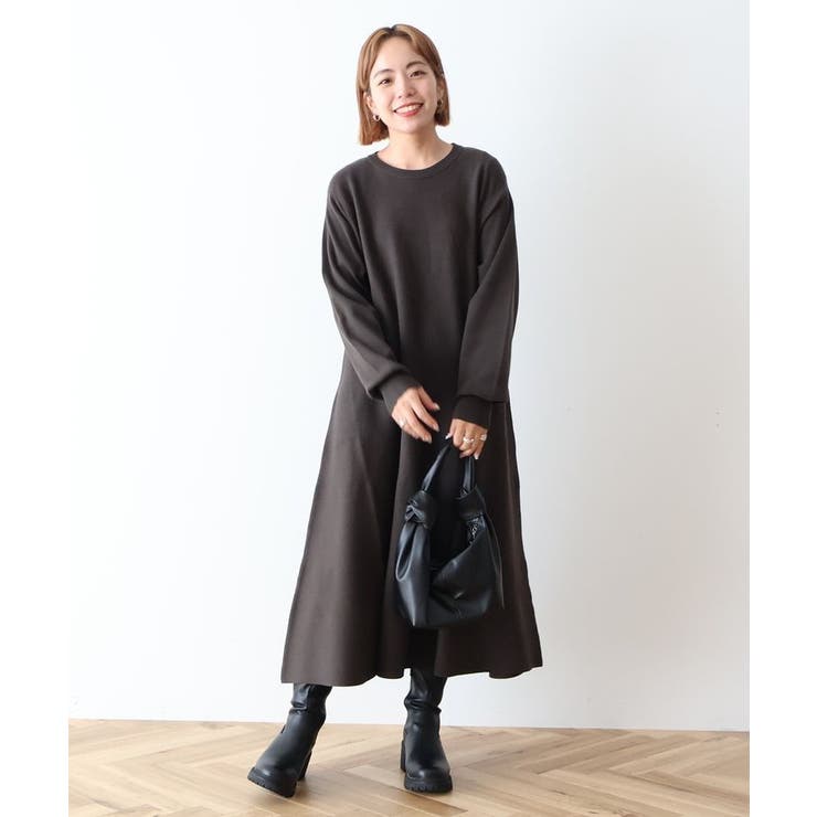 WEB限定】バイパチニットフレアワンピース[品番：EHEW0047228 