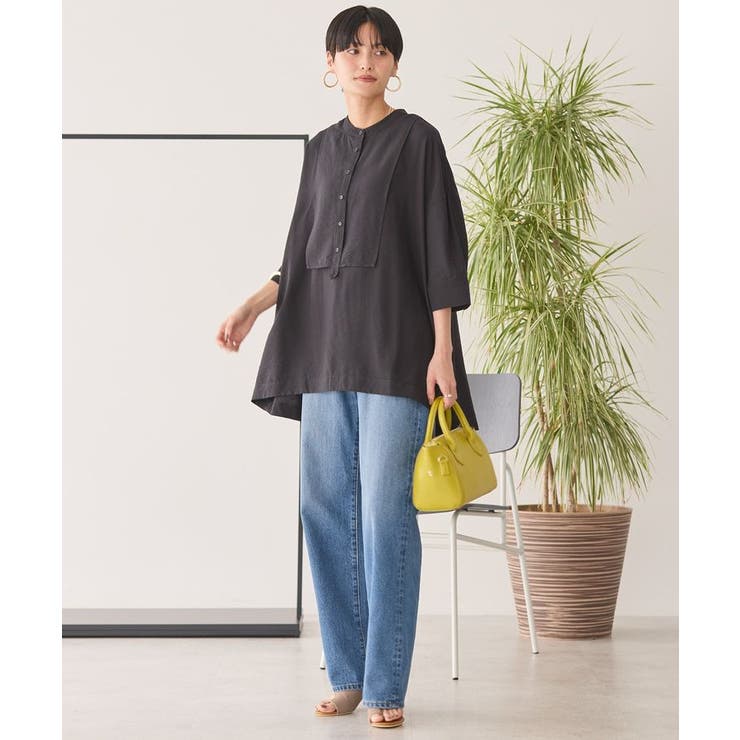 WEB限定】接触冷感バンドカラーチュニック[品番：EHEW0048277