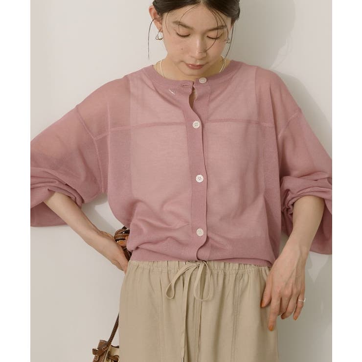 WEB限定】接触冷感2WAYシアーニットカーディガン[品番：EHEW0048882