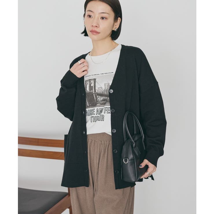 【WEB限定】バイパチVネックルーズカーディガン＜静電気軽減＞ | AMERICAN HOLIC | 詳細画像1 