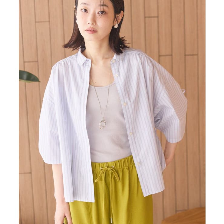 【WEB限定】【接触冷感・UVカット】ギャザーリボンスリーブ半袖シャツ | AMERICAN HOLIC | 詳細画像2 