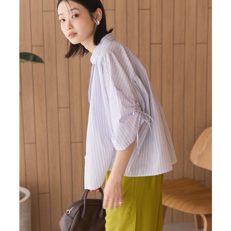 【WEB限定】【接触冷感・UVカット】ギャザーリボンスリーブ半袖シャツ | AMERICAN HOLIC | 詳細画像3 