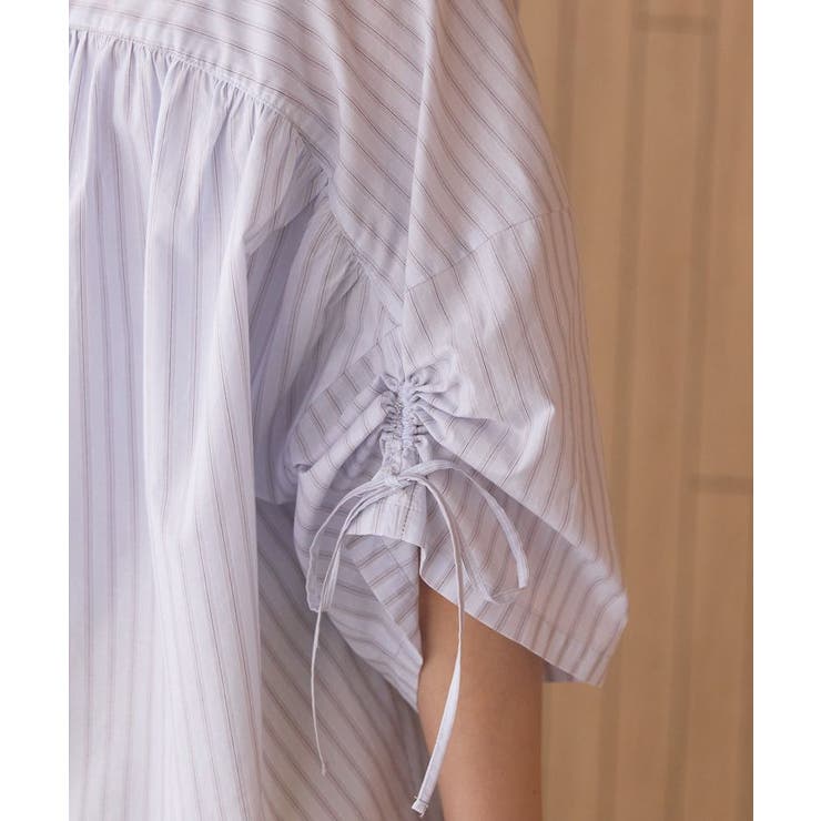 【WEB限定】【接触冷感・UVカット】ギャザーリボンスリーブ半袖シャツ | AMERICAN HOLIC | 詳細画像5 