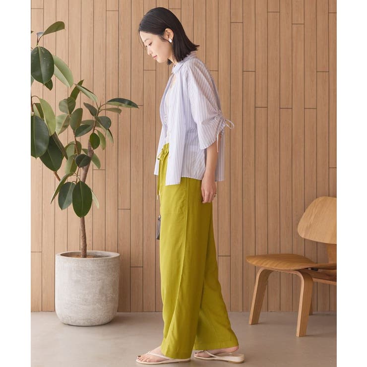 【WEB限定】【接触冷感・UVカット】ギャザーリボンスリーブ半袖シャツ | AMERICAN HOLIC | 詳細画像8 