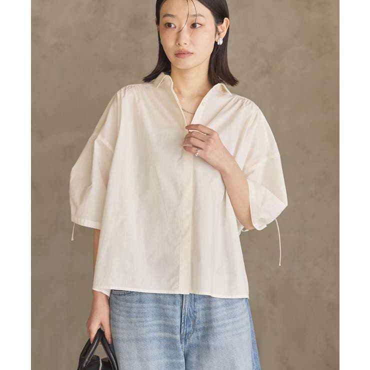 【WEB限定】【接触冷感・UVカット】ギャザーリボンスリーブ半袖シャツ | AMERICAN HOLIC | 詳細画像2 