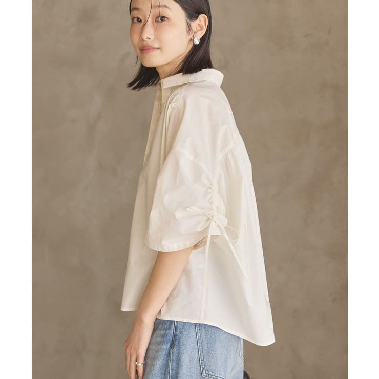 【WEB限定】【接触冷感・UVカット】ギャザーリボンスリーブ半袖シャツ | AMERICAN HOLIC | 詳細画像3 
