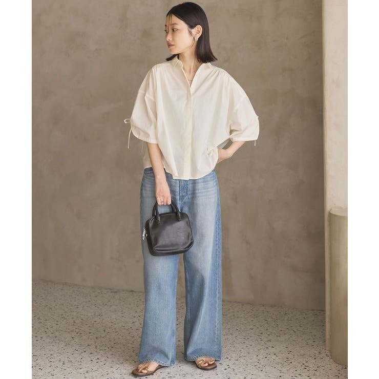 【WEB限定】【接触冷感・UVカット】ギャザーリボンスリーブ半袖シャツ | AMERICAN HOLIC | 詳細画像4 