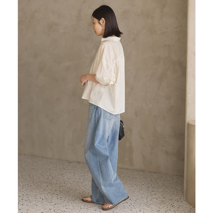 【WEB限定】【接触冷感・UVカット】ギャザーリボンスリーブ半袖シャツ | AMERICAN HOLIC | 詳細画像5 
