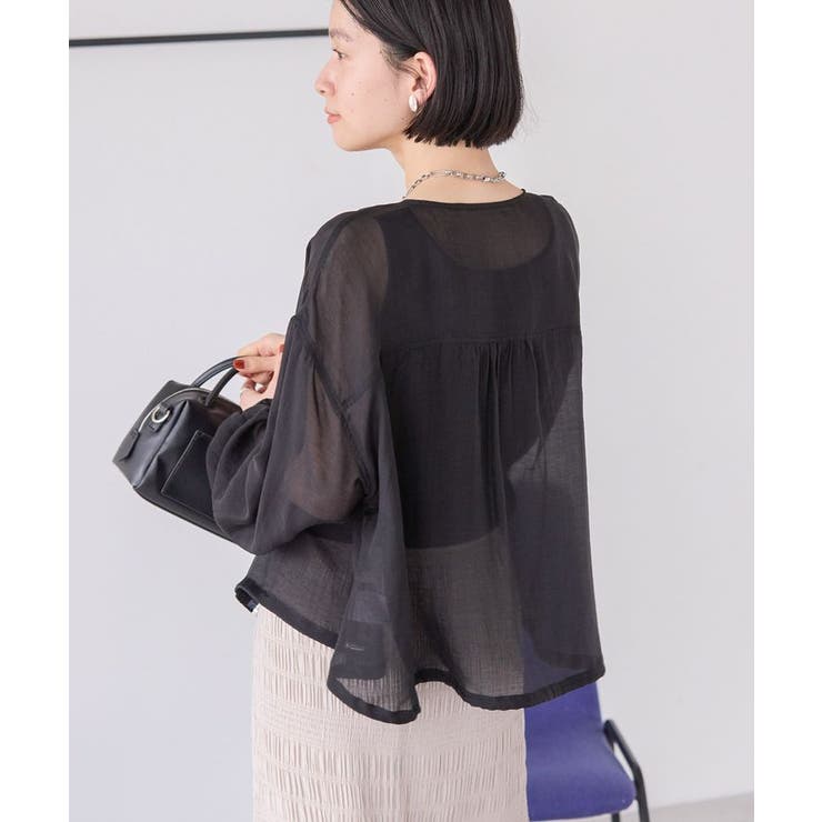 【WEB限定】ノーカラーシアーZIPブルゾン | AMERICAN HOLIC | 詳細画像10 