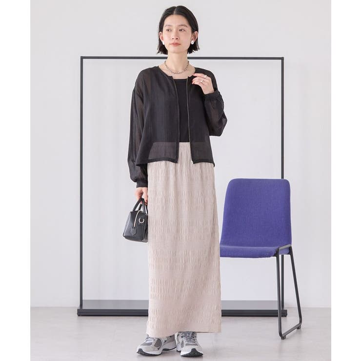 【WEB限定】ノーカラーシアーZIPブルゾン | AMERICAN HOLIC | 詳細画像11 