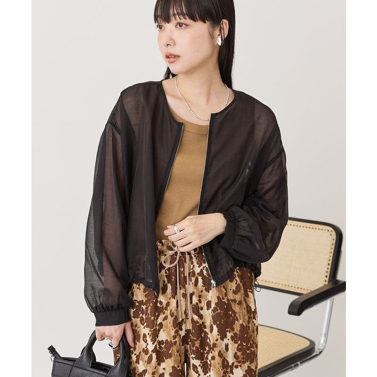 【WEB限定】ノーカラーシアーZIPブルゾン | AMERICAN HOLIC | 詳細画像8 
