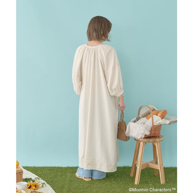 WEB限定】Moomin 刺繍スキッパーワンピース[品番：EHEW0052774