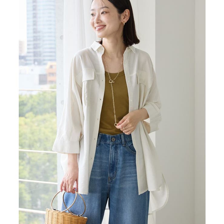 【WEB限定】接触冷感Wポケットシャツチュニック | AMERICAN HOLIC | 詳細画像15 