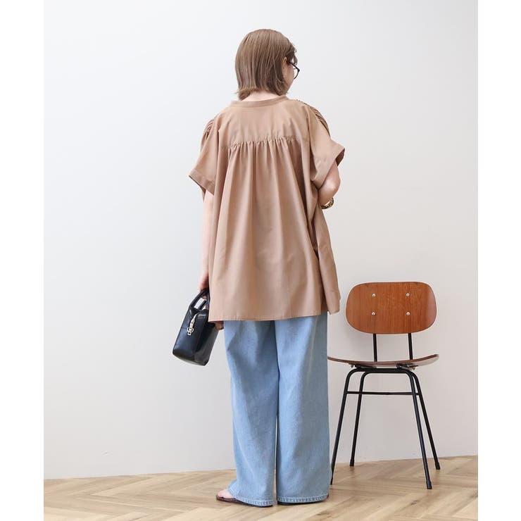 【WEB限定】イージーケア+接触冷感 フレンチスリーブギャザーシャツ | AMERICAN HOLIC | 詳細画像7 