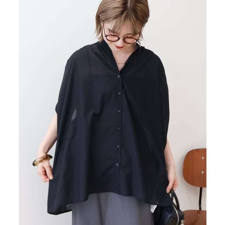 【WEB限定】イージーケア+接触冷感 フレンチスリーブギャザーシャツ | AMERICAN HOLIC | 詳細画像1 
