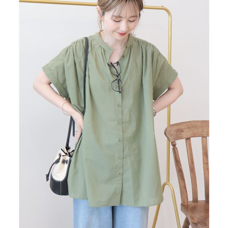 【WEB限定】イージーケア+接触冷感 フレンチスリーブギャザーシャツ | AMERICAN HOLIC | 詳細画像19 
