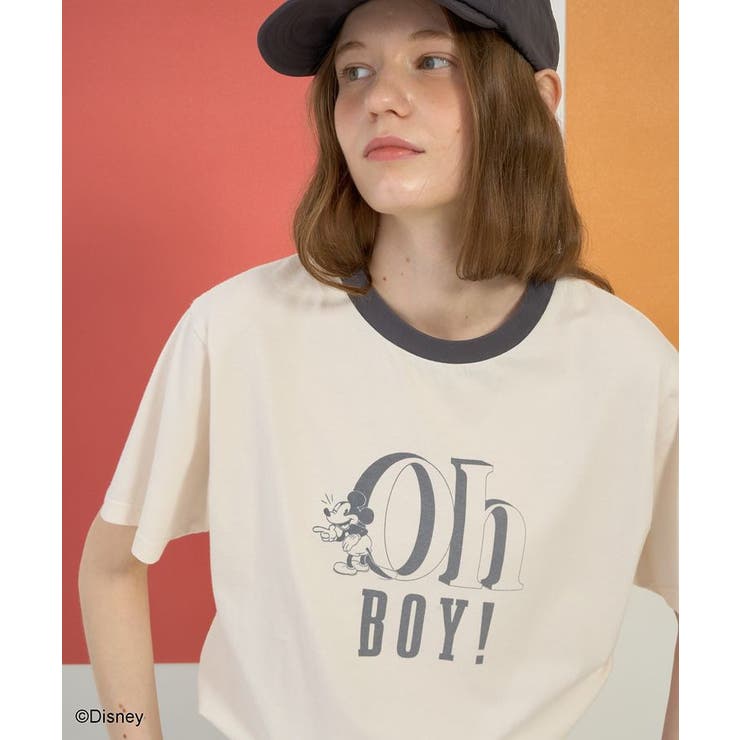 ライトベージュ | 【Mickey&Friends】ビンテージ加工アソートプリントTシャツ | AMERICAN HOLIC
