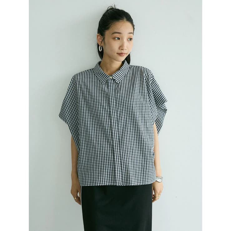 前後2way袖バルーンギンガムチェックブラウス｜ファッション通販