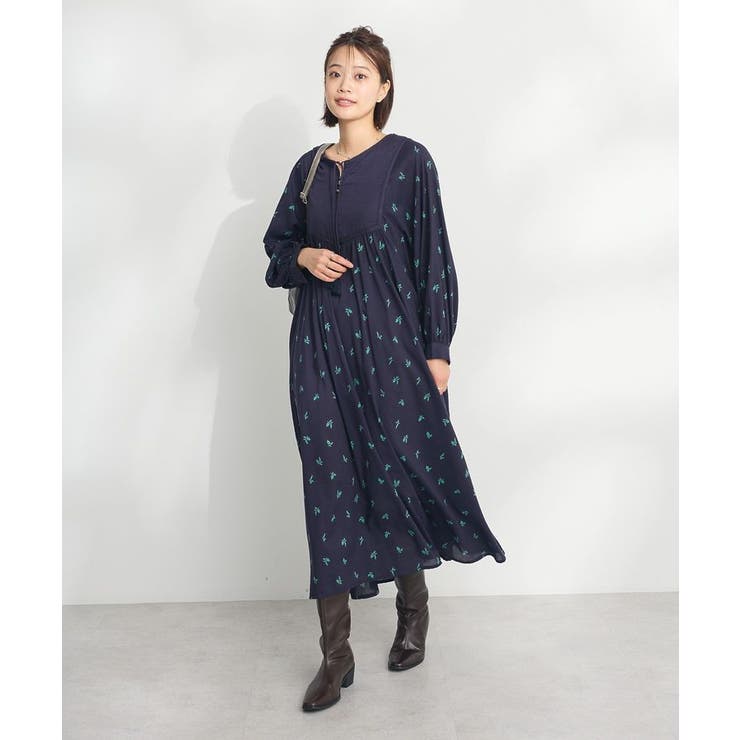 インド綿混キルト切替花柄ワンピース[品番：EHEW0047751]｜CRAFT