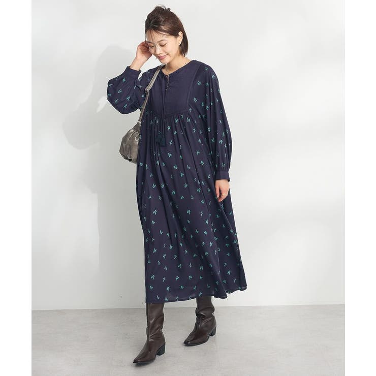 canone 君を思い出す花柄ワンピース 全開カシュクールロングワンピース