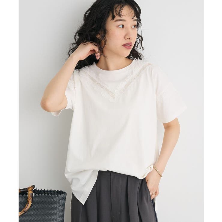 接触冷感/UVカット レースシアーTシャツ | CRAFT STANDARD BOUTIQUE | 詳細画像1 