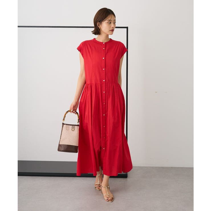 【定価￥3万】美品 イネド カシュクール風ワンピース レッド フレンチスリーブ 定価￥3万】美品 イネド カシュクール風ワンピース レッド