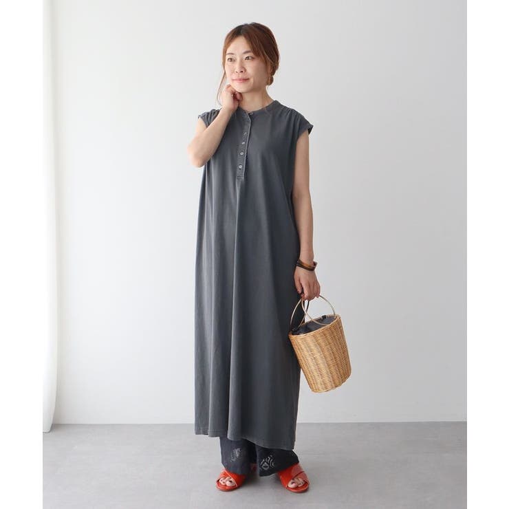 チャコールグレー | ピグメントヘンリーネックカットソーワンピース | CRAFT STANDARD BOUTIQUE