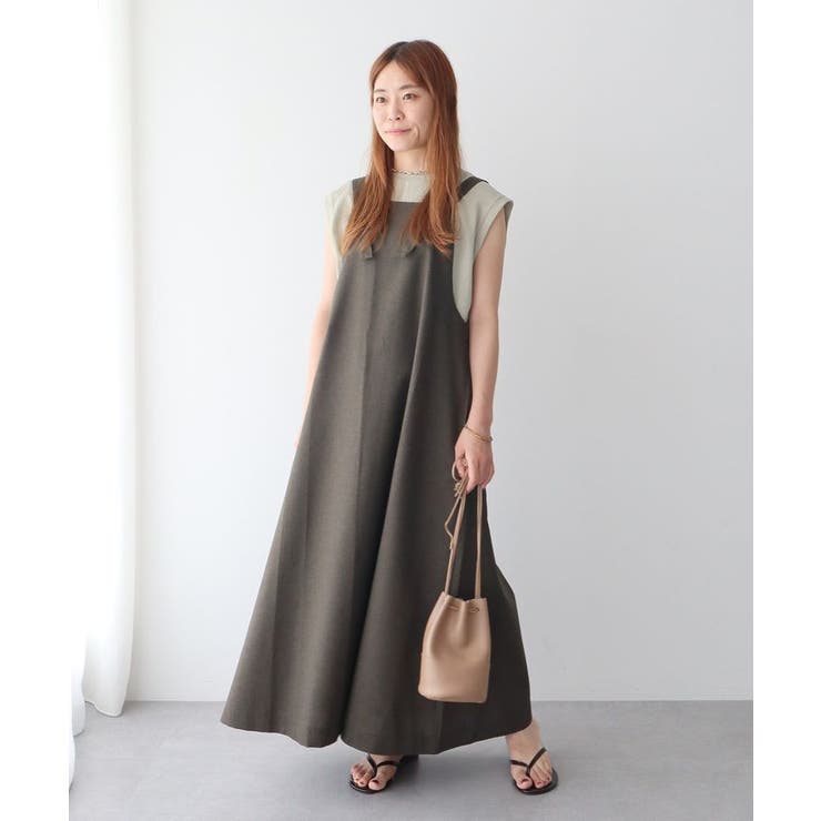 カーキ | リネンライクフレアジャンパースカート | CRAFT STANDARD BOUTIQUE