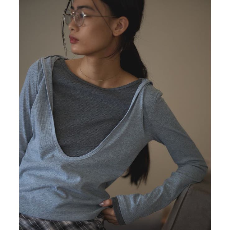 グレー | レイヤード風フード付きプルオーバー | CRAFT STANDARD BOUTIQUE