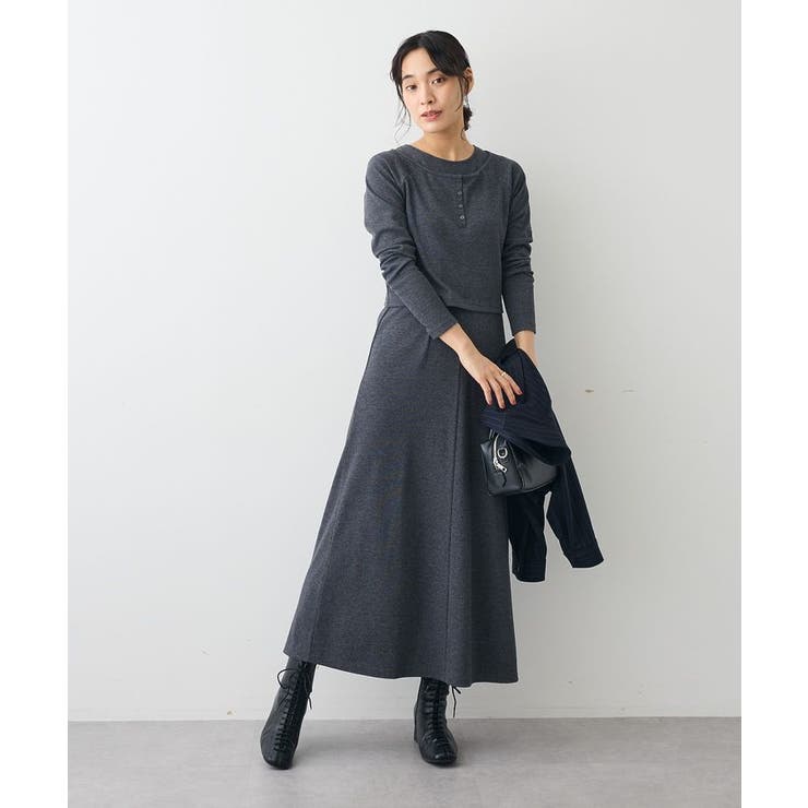杢ダークグレー | 2点セット/リブレイヤードワンピース | CRAFT STANDARD BOUTIQUE