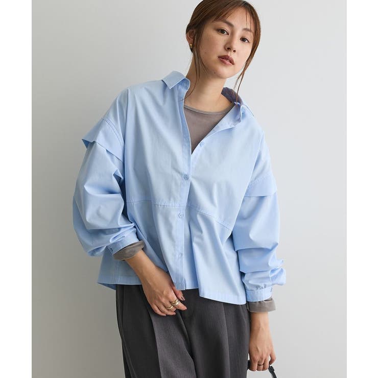 サックスブルー | パネルデザインワイドシャツ | CRAFT STANDARD BOUTIQUE