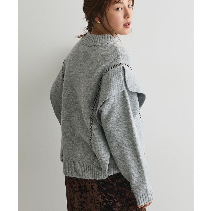 杢グレー | 洗える/ハンドステッチデザインニットプルオーバー | CRAFT STANDARD BOUTIQUE