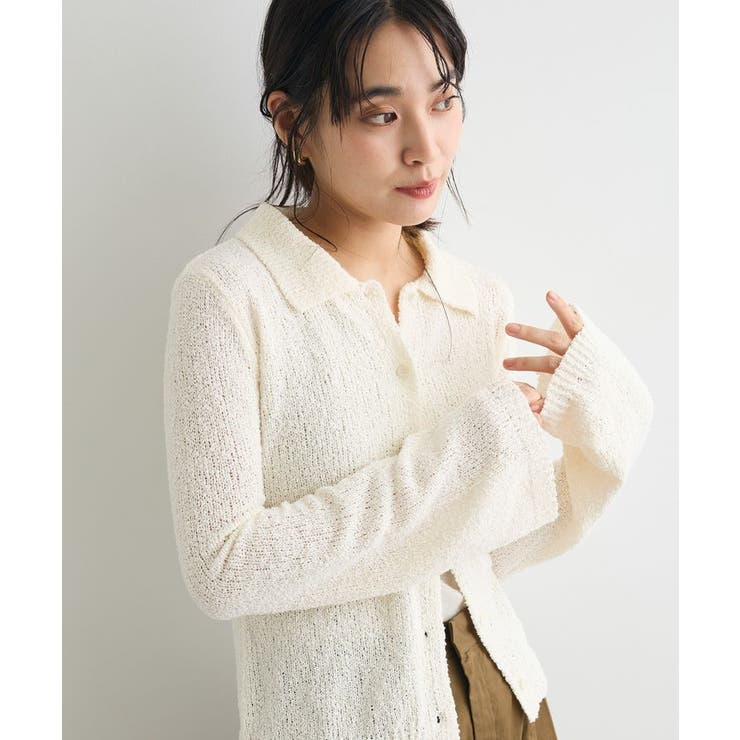 アイボリー | ブークレヤーン衿付きニットカーディガン | CRAFT STANDARD BOUTIQUE